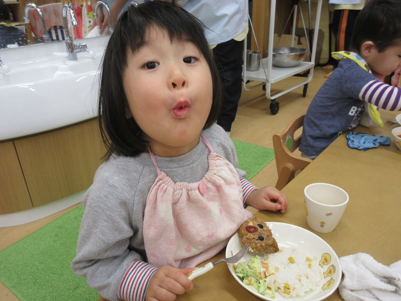  ハンバーグの鬼さんと同じ顔だよ(・O・)