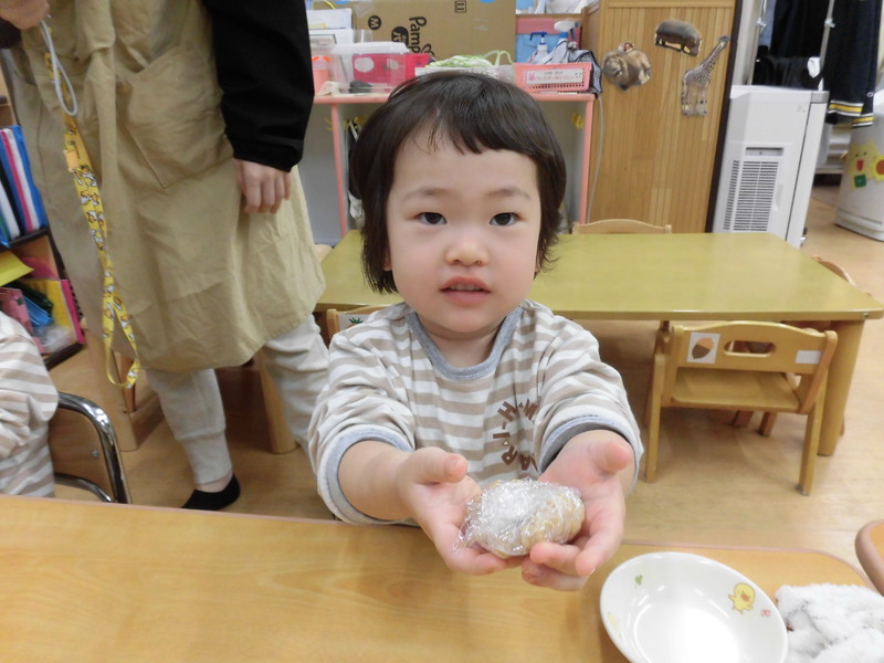 自分で握ったよ🍙🍄